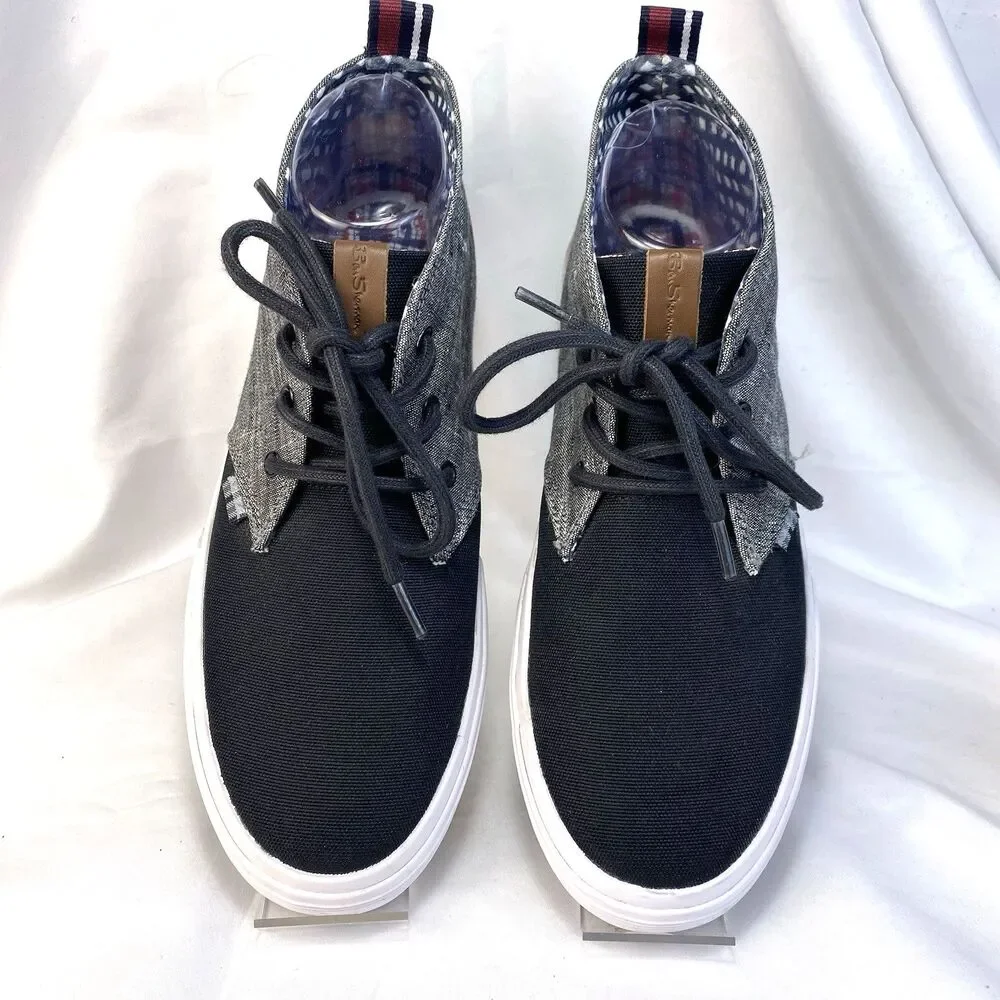 Ben Sherman The Original Men's Sz 8 Sneaker Canvas Grey/Black Colorblock 3/4 Top
